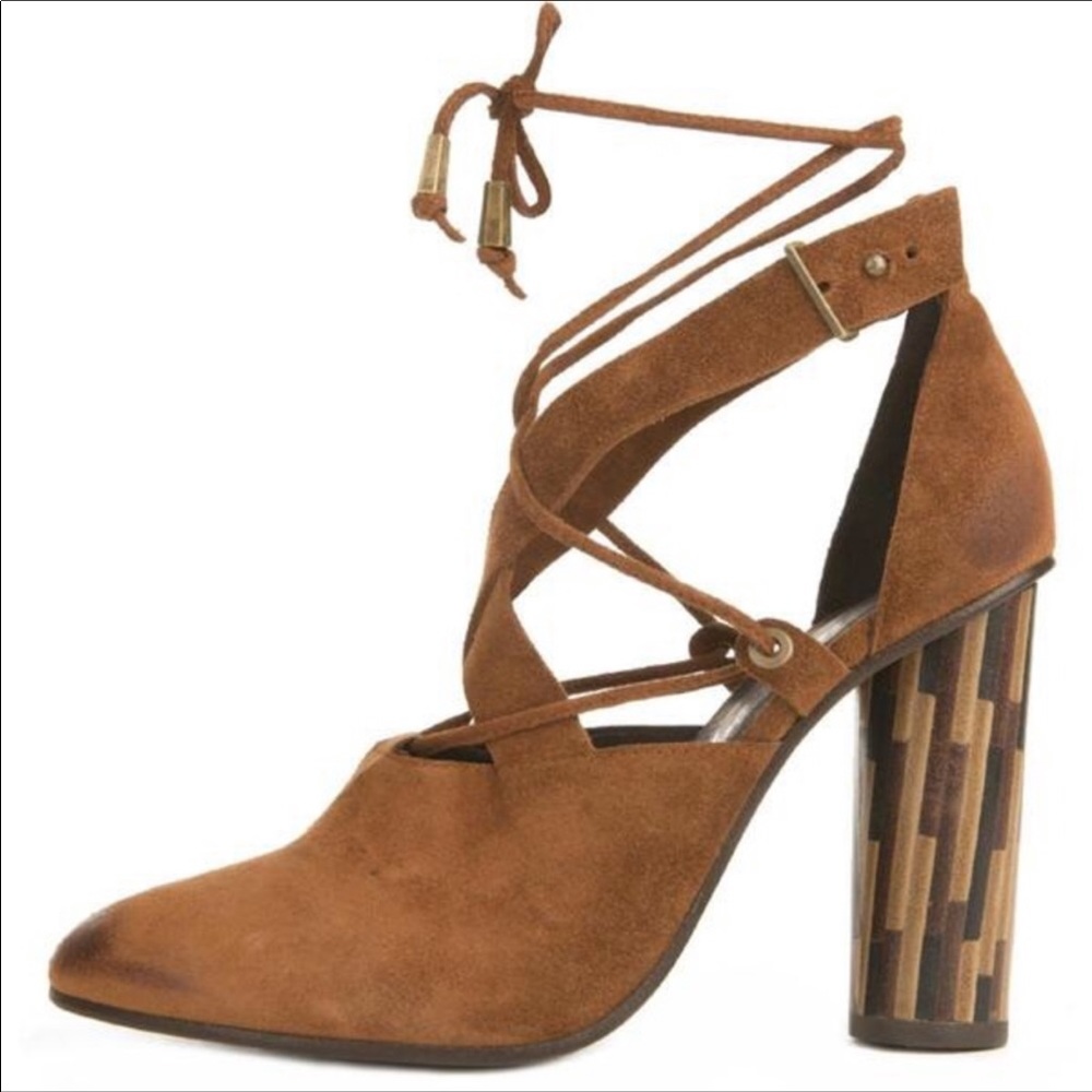 Free People Nouvella Suede Wrap Lace Up Heel WMS 8
